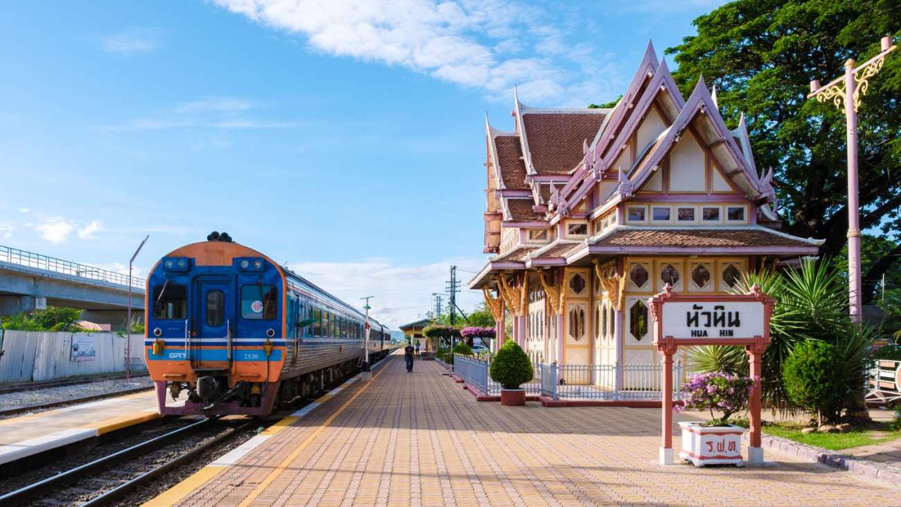 Bright day at Hua Hin train station, Thailand
