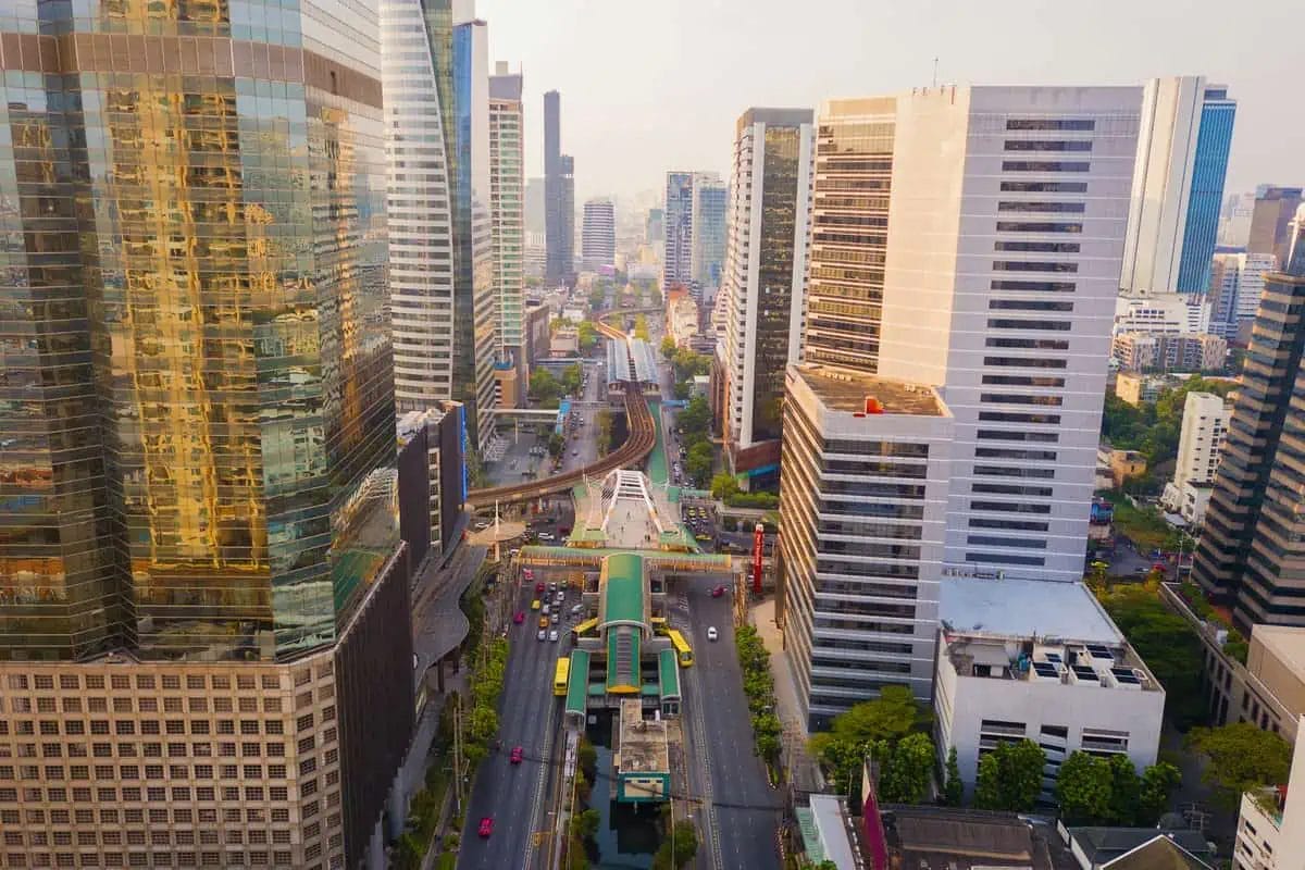 Discover Silom Bangkok: A Comprehensive Guide to the Vibrant Heart of the City 2 Daylight view of Silom, Bangkok with modern skyscrapers and bustling street traffic