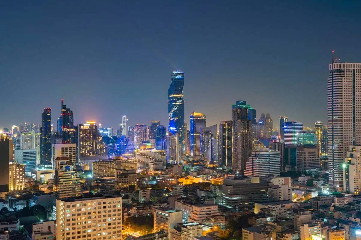 Discover Silom Bangkok: A Comprehensive Guide to the Vibrant Heart of the City 1 Nighttime cityscape of Bangkok featuring the lit skyline of Silom with its high-rise buildings