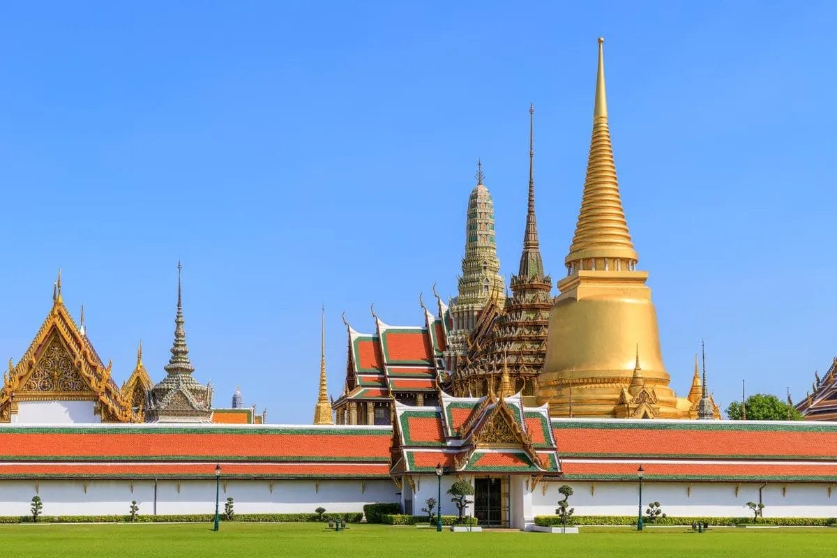 The Wat Phra Kaew, renowned as the Temple of the Emerald Buddha, situated within the Grand Palace in Bangkok